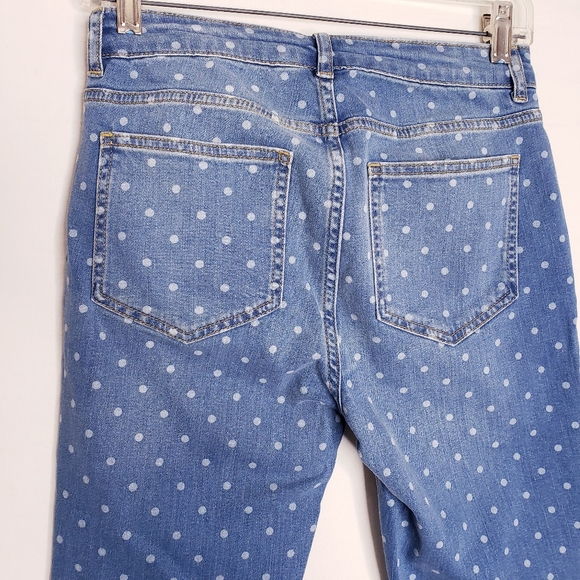 Boden Blue & White Polka Dot Stretch The Soho Skinny Jeans Women's Size 6 - Picture 6 of 14